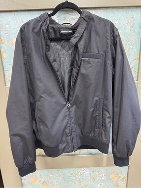 Members Only Black Bomber Jacket with Ribbed Trim